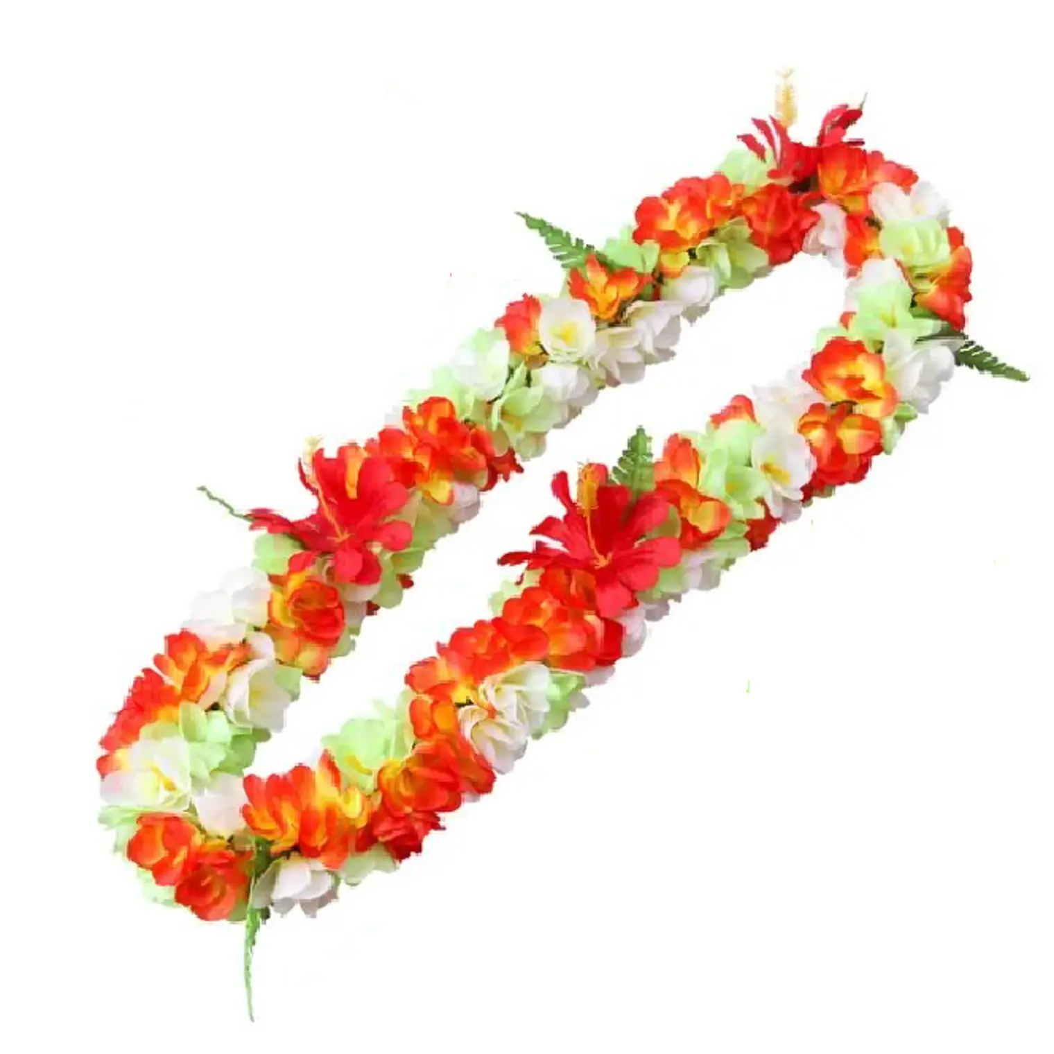 Collar Lei Flores Tipanie beige naranjo Con Hibiscos 1