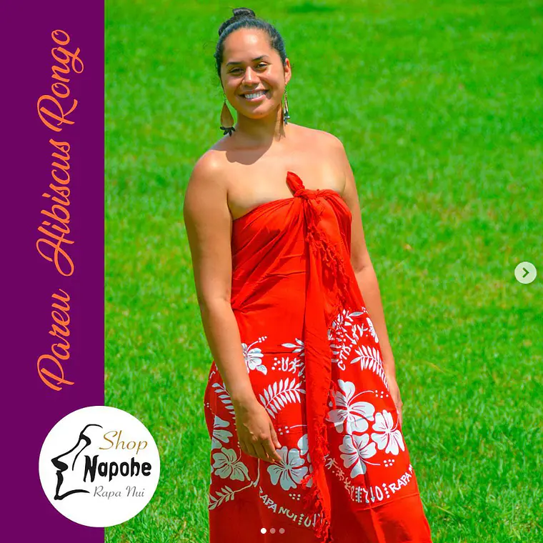 Pareo Hibisco Y Rongo Rongo celeste 1,75X1,15MTS 5