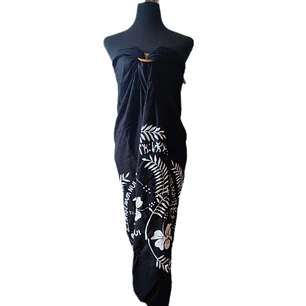 Pareo Hibisco Y Rongo Rongo negro/ blanco 1,75X1,15MTS