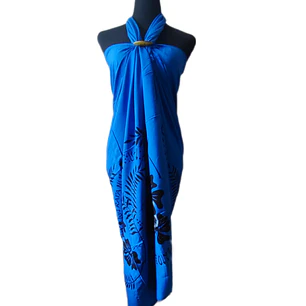 Pareo Hibisco Y Rongo Rongo azul/negro 1,75X1,15MTS