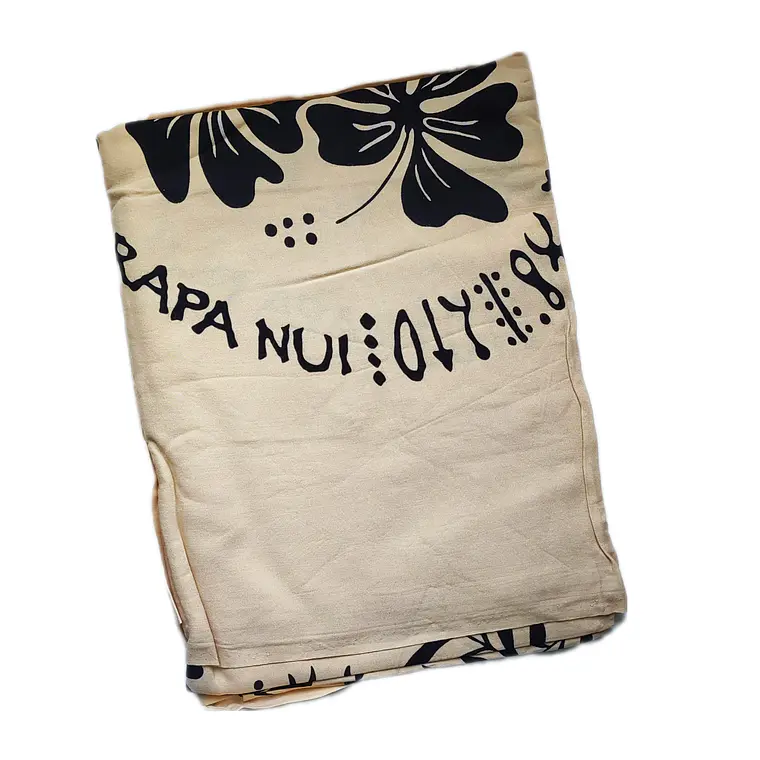 Pareo Hibisco Y Rongo Rongo beige/negro 1,75X1,15MTS 2