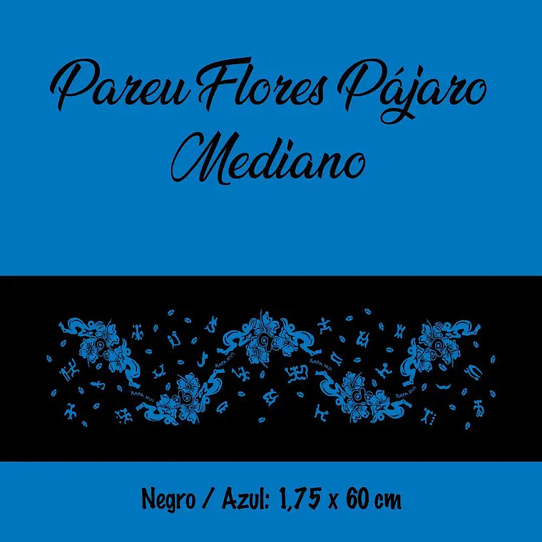 Pareo Corto Napohe flores pajaro azul / amarillo 4