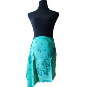 Pareo Corto Napohe flores pajaro turquesa