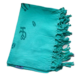 Pareo Corto Napohe flores pajaro turquesa