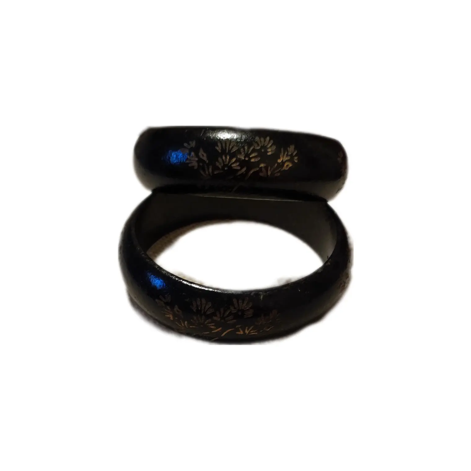 Pulsera de madera color negro con flores 2