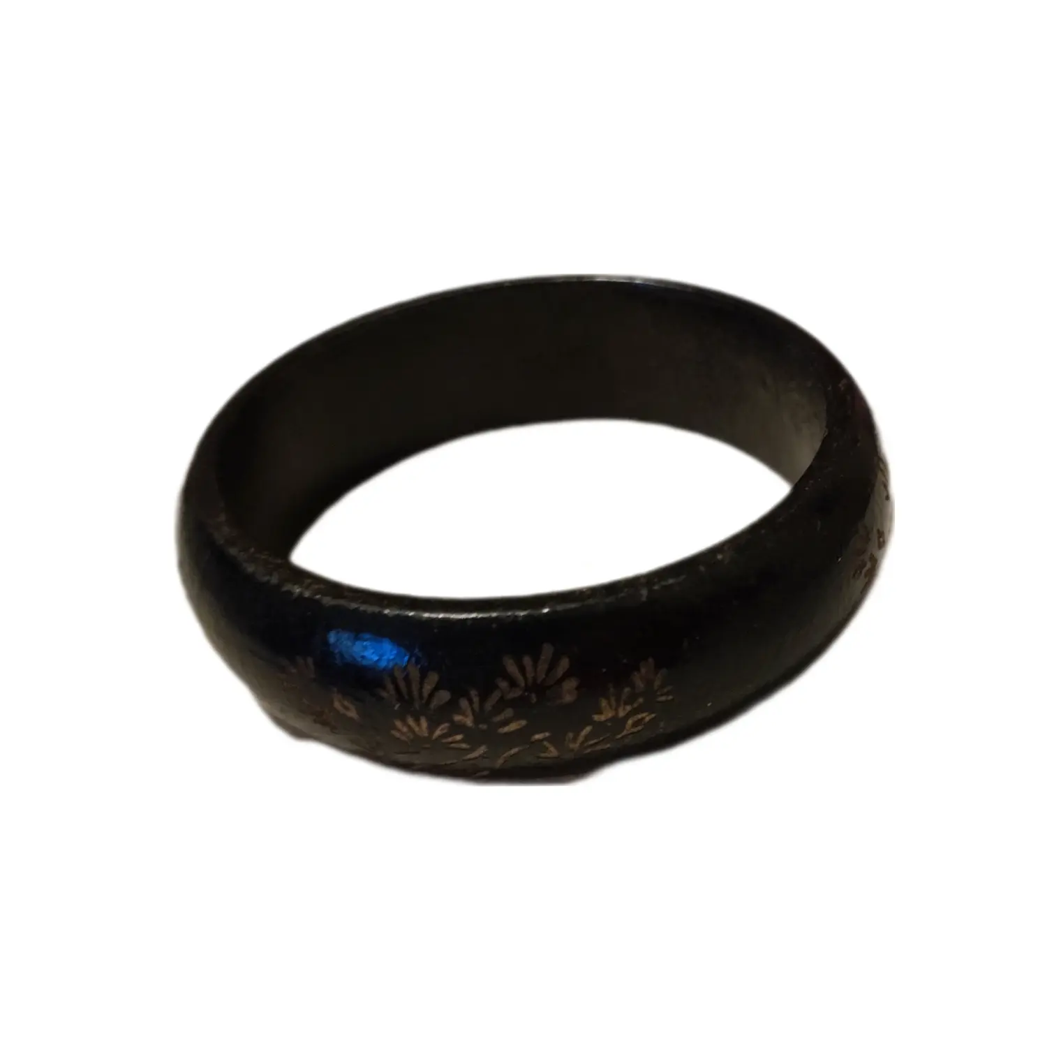 Pulsera de madera color negro con flores 1