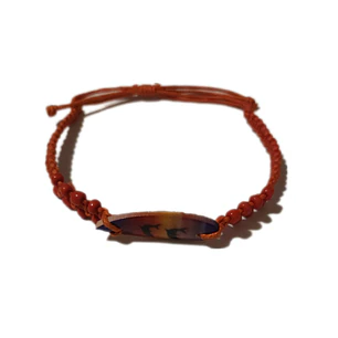Pulsera hilo ajustable rojo mostacilla y tabla de surf