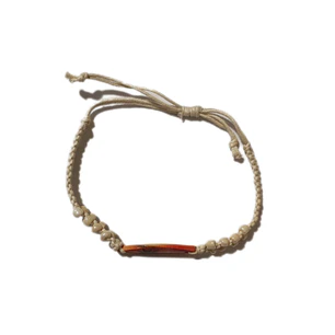 Pulsera hilo beige ajustable mostacilla y tabla de surf