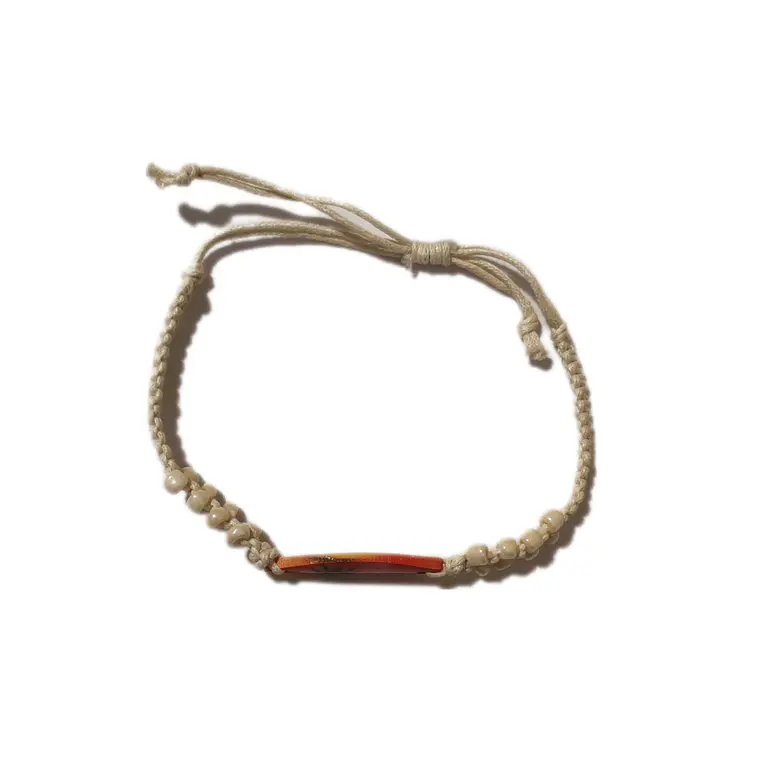 Pulsera hilo beige ajustable mostacilla y tabla de surf 2