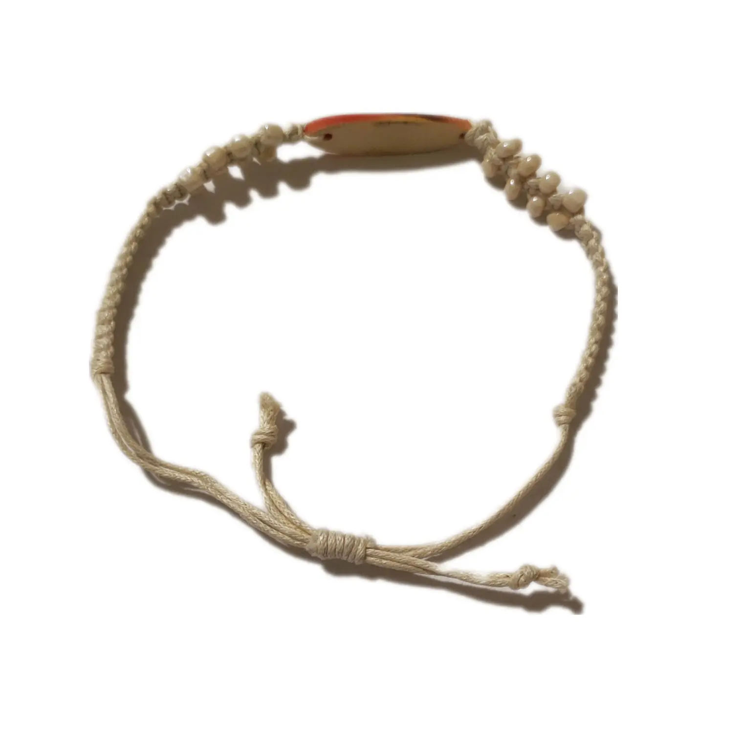 Pulsera hilo beige ajustable mostacilla y tabla de surf 3