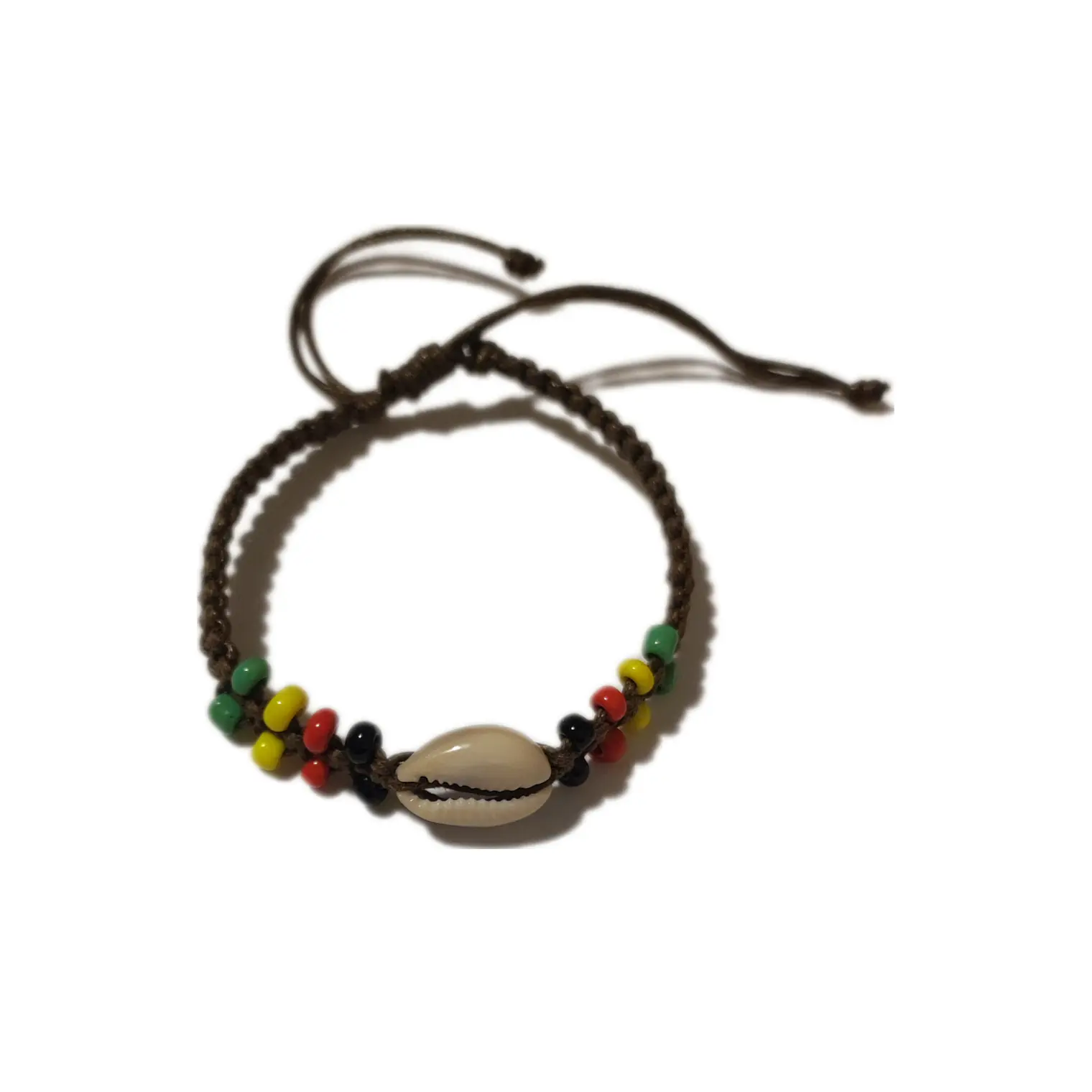 Pulsera de hilo ajustable con mostacilla y pure blanco 1