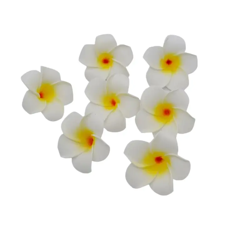 Pack 20 Flores Tipanie Blanco Con Amarillo De Goma Eva 4,5cm 3