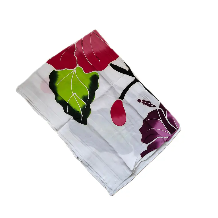 Pareo Corto blanco/ hibisco fucsia y lila Napohe 1,75X0,6MTS 3