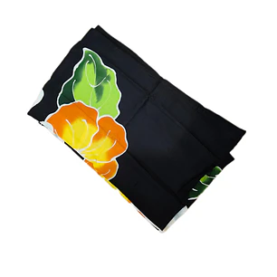 Pareo Corto negro/ hibisco naranjo 1,75X0,6MT