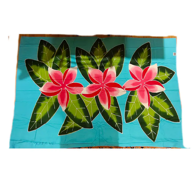 Pareo Celeste con tipanie fucsia Napohe 1,75x1,15mts 2