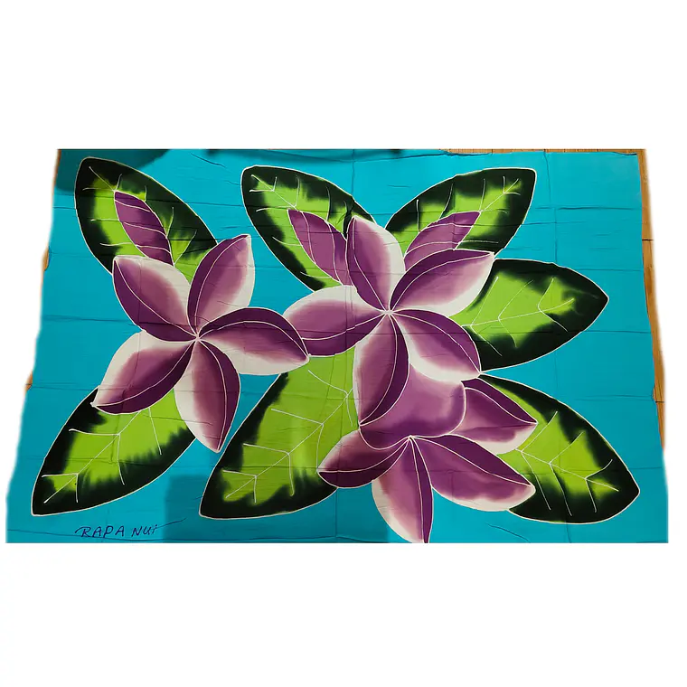 Pareo Celeste con tipanie lila Napohe 1,75x1,15mts 3