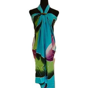 Pareo Celeste con tipanie lila Napohe 1,75x1,15mts