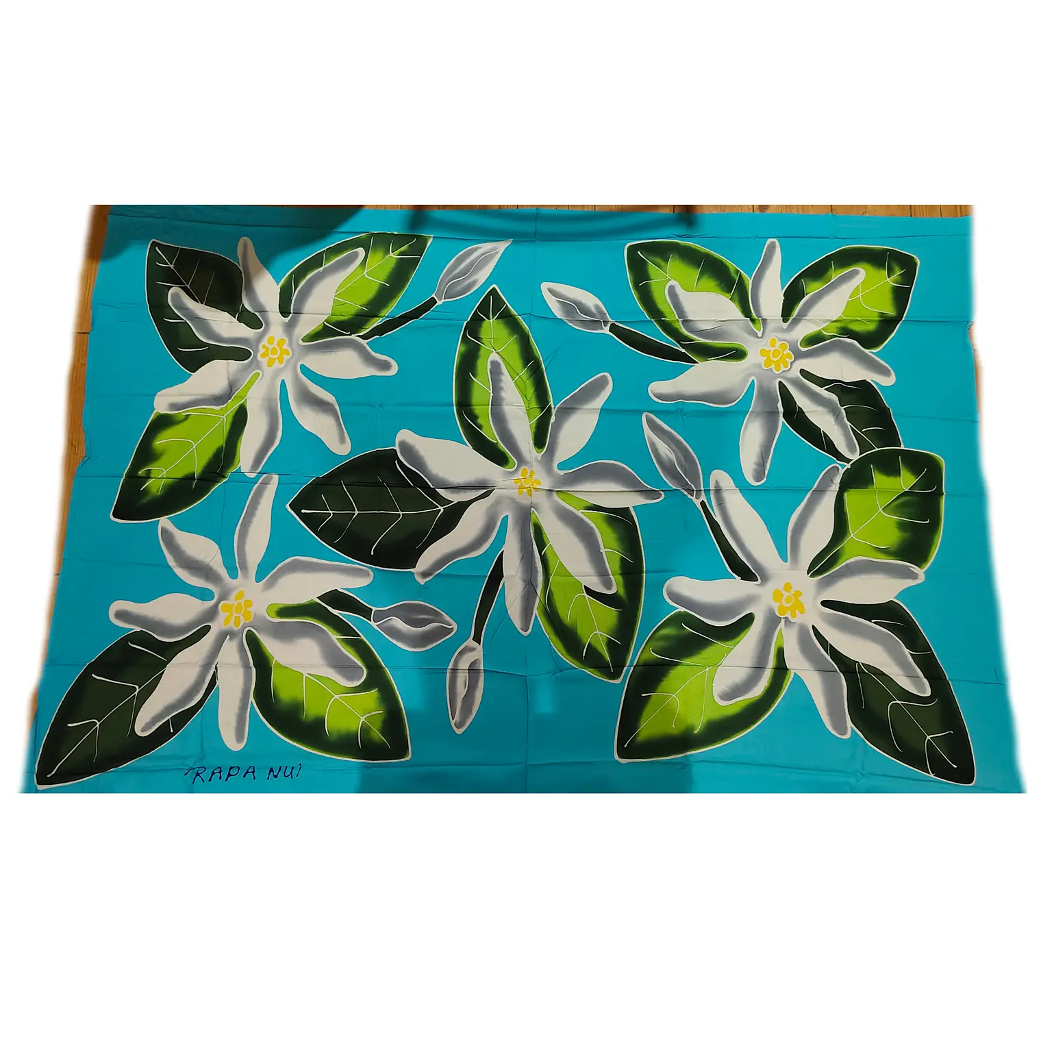 Pareo Celeste tiare blanco Napohe 1,75x1,15mts 2