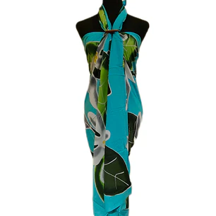 Pareo Celeste tiare blanco Napohe 1,75x1,15mts