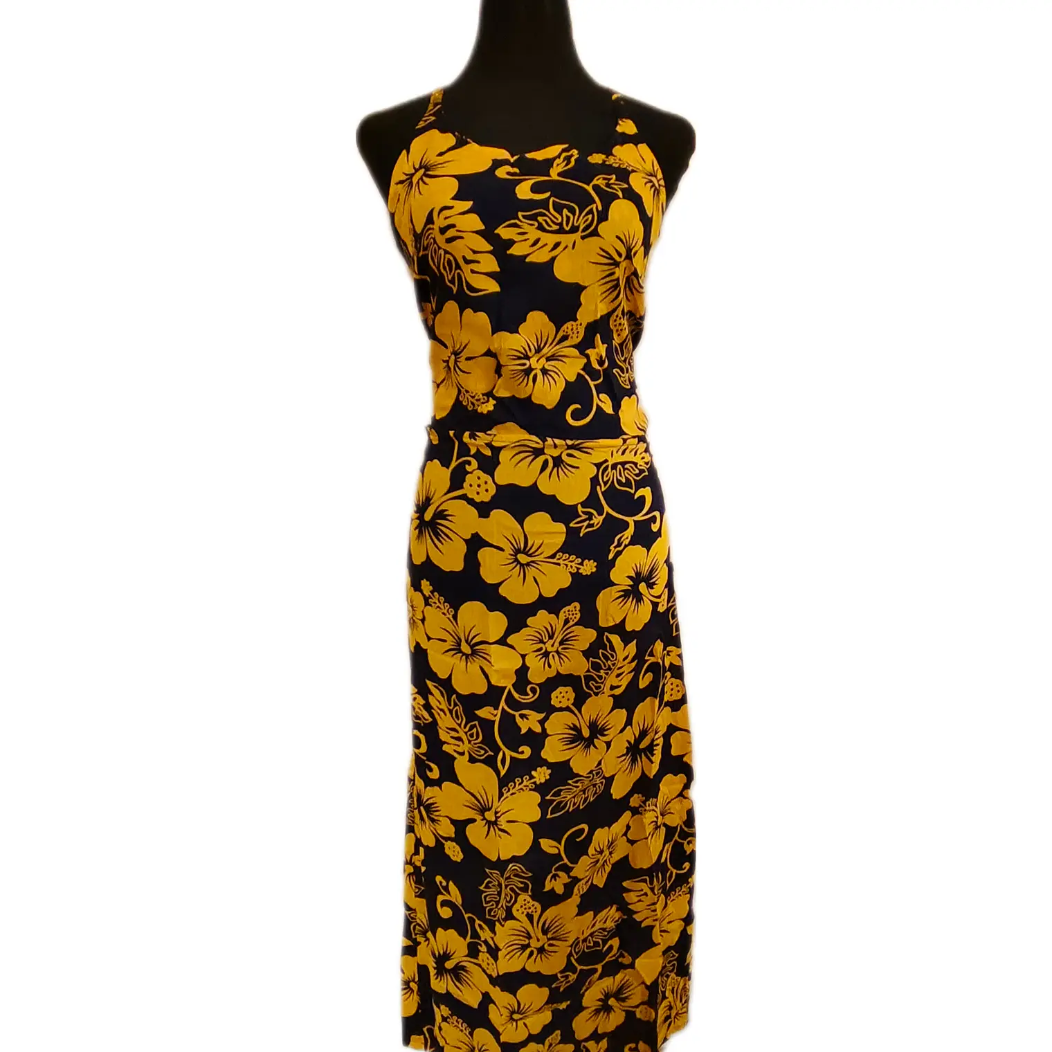 Vestido Marama azul con Hibisco amarillo napohe 3