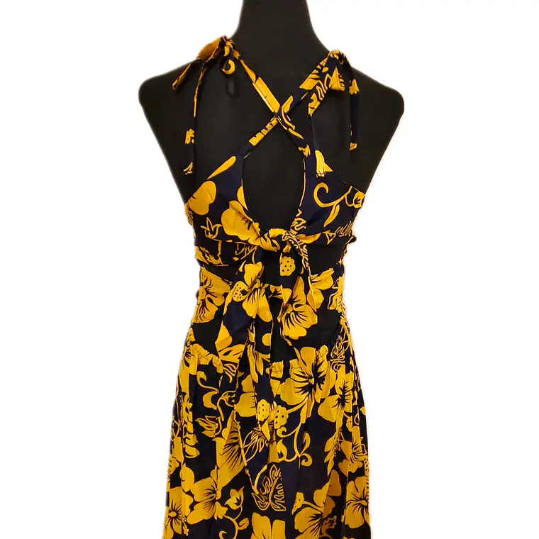 Vestido Marama azul con Hibisco amarillo napohe 6