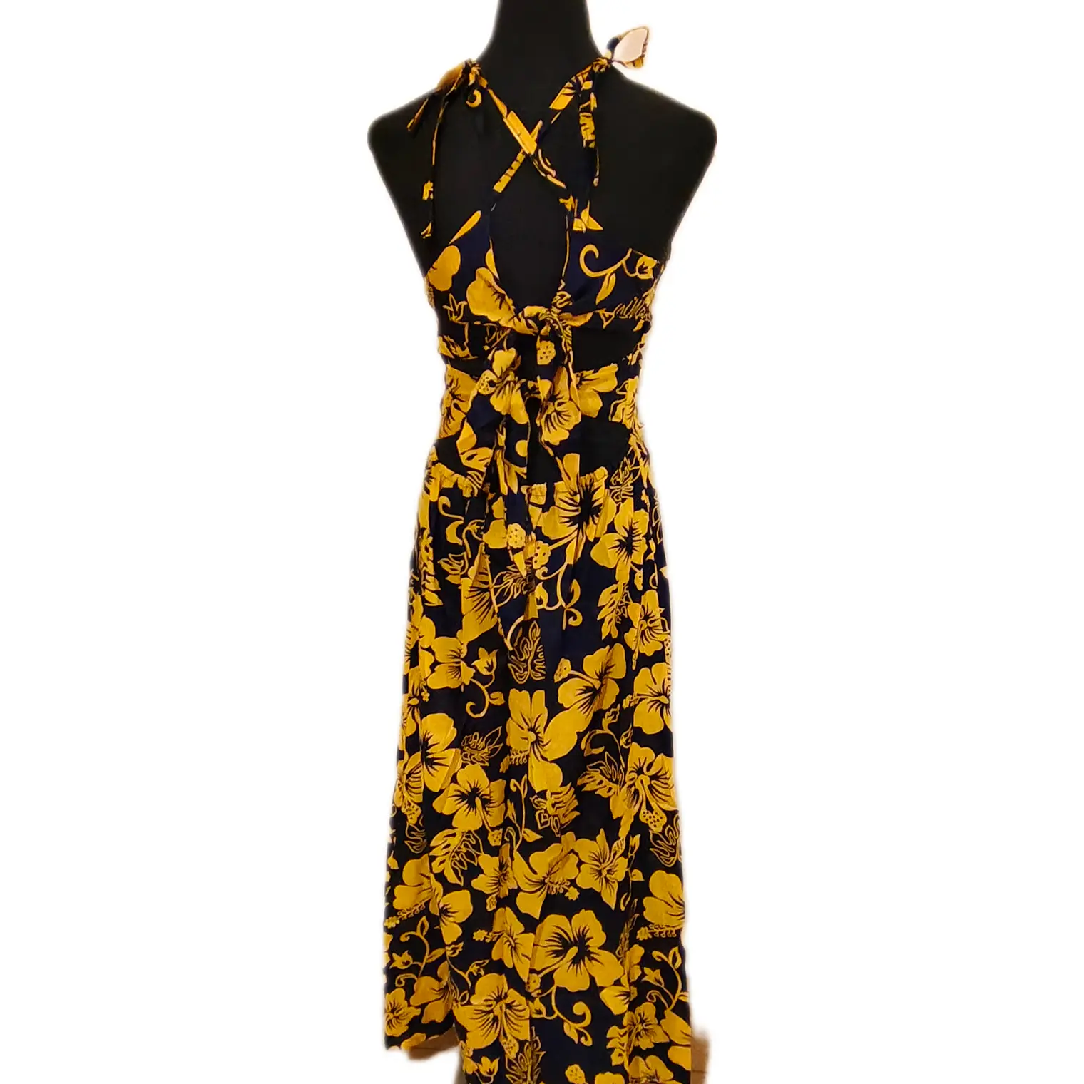 Vestido Marama azul con Hibisco amarillo napohe 4