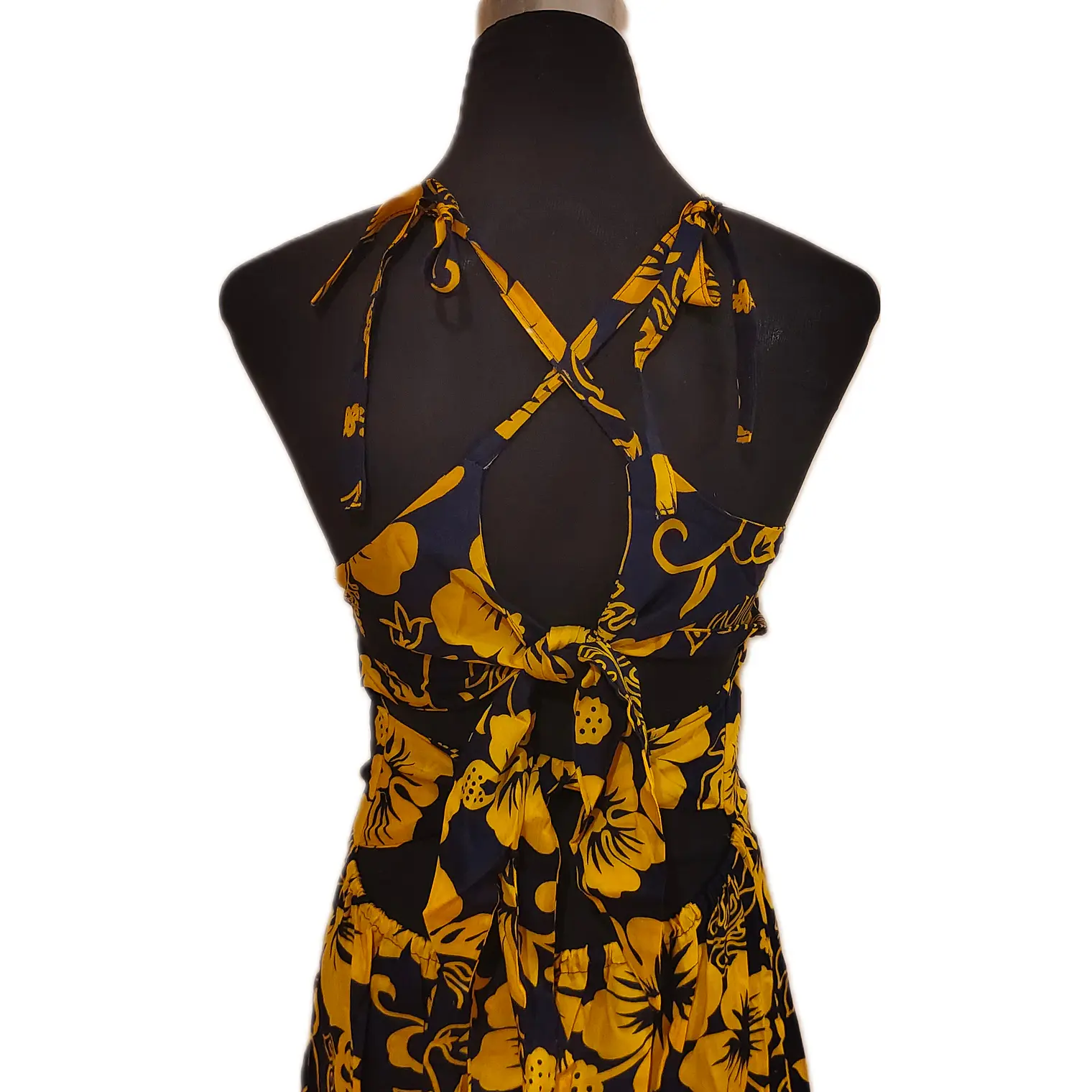 Vestido Marama azul con Hibisco amarillo napohe 8