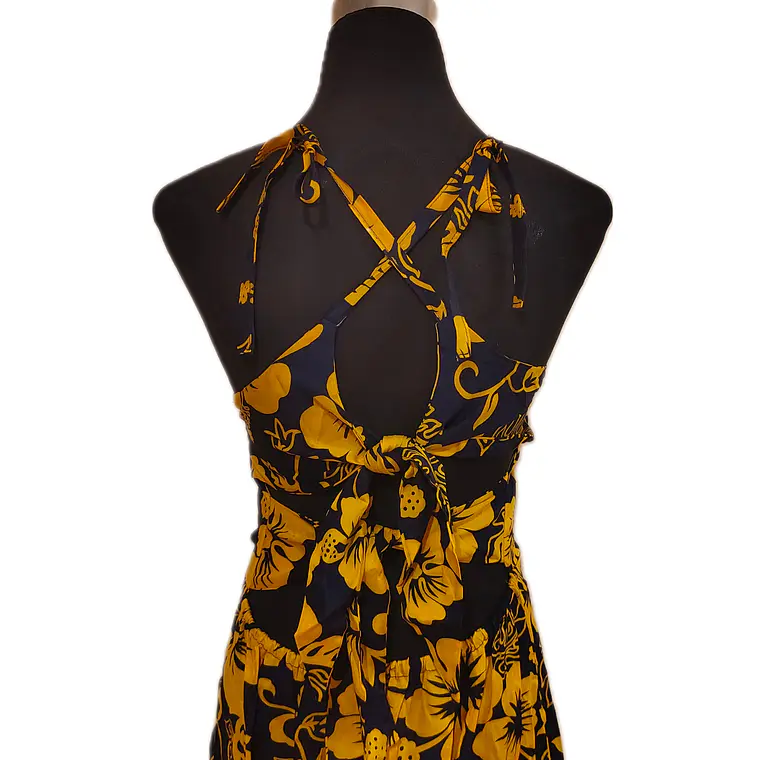 Vestido Marama azul con Hibisco amarillo napohe 8