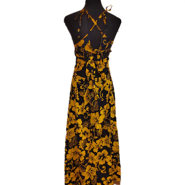Vestido Marama azul con Hibisco amarillo napohe 9