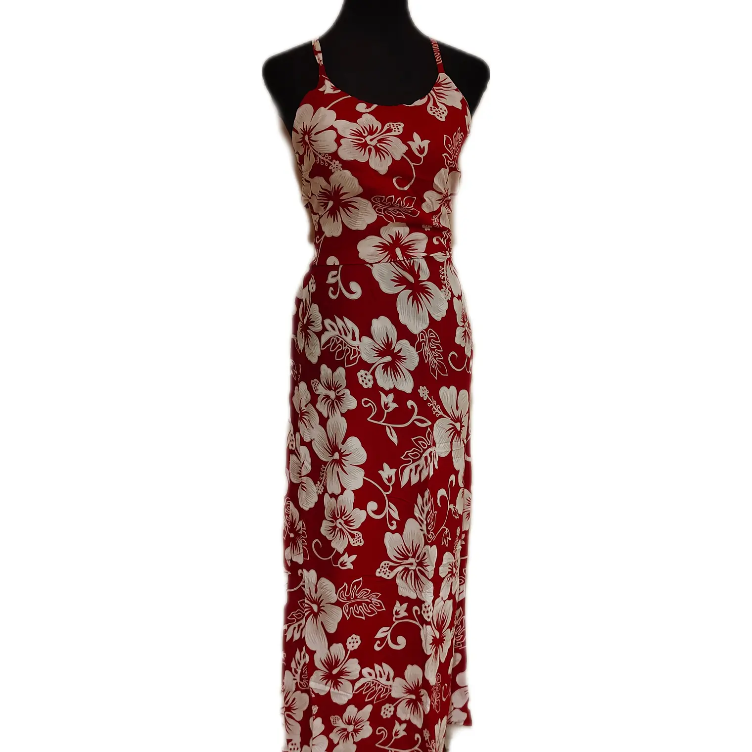 Vestido Marama rojo con Hibisco blanco napohe 3