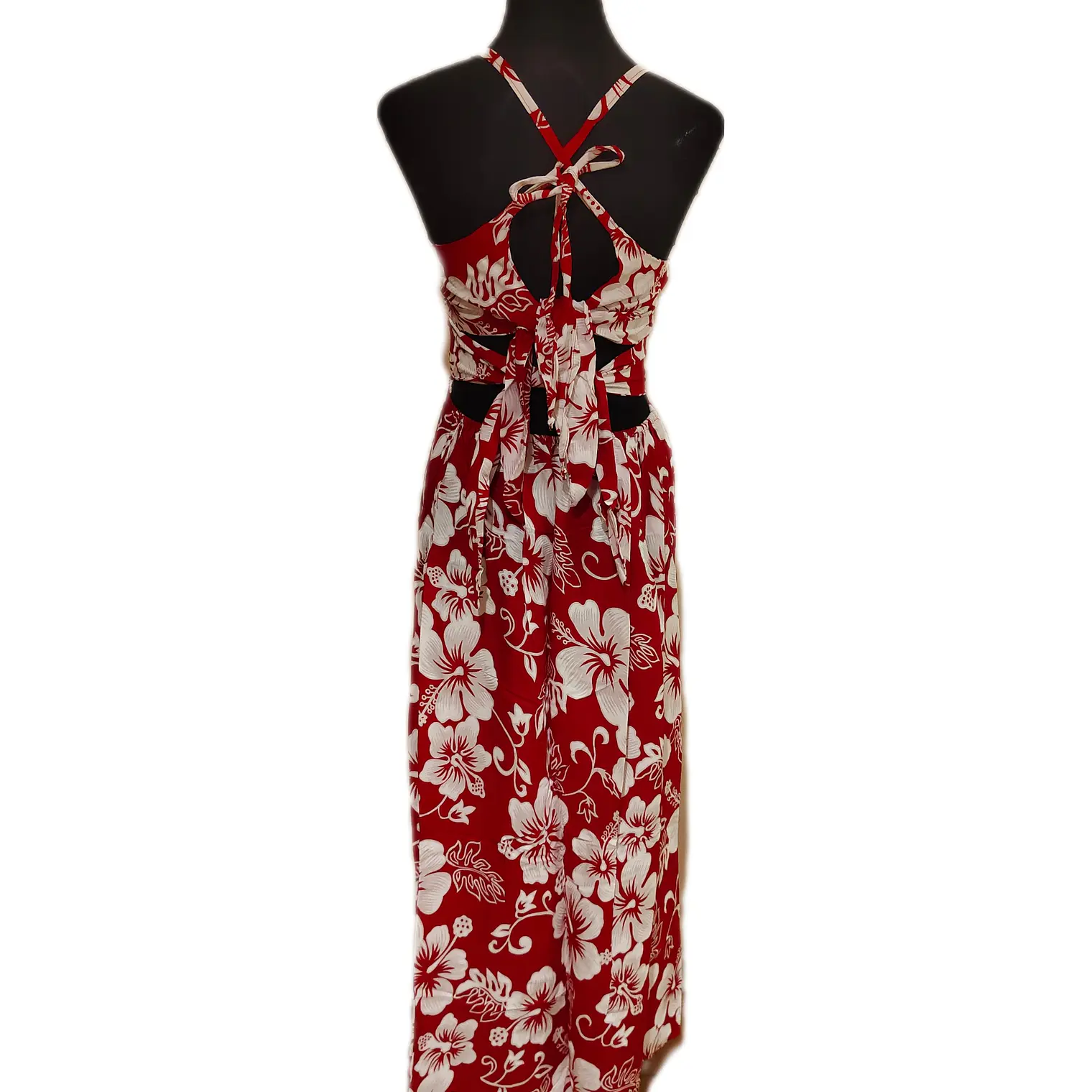 Vestido Marama rojo con Hibisco blanco napohe 4