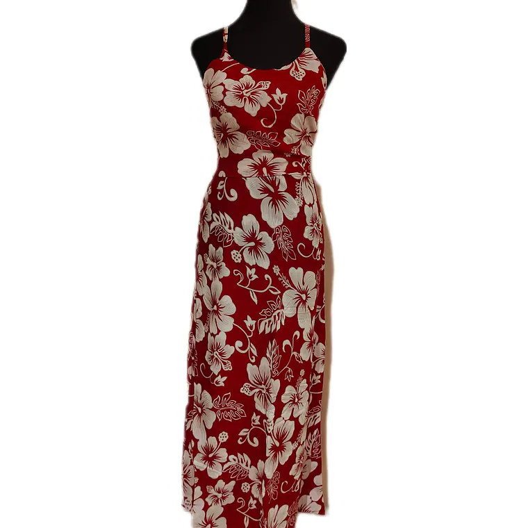 Vestido Marama rojo con Hibisco blanco napohe 7