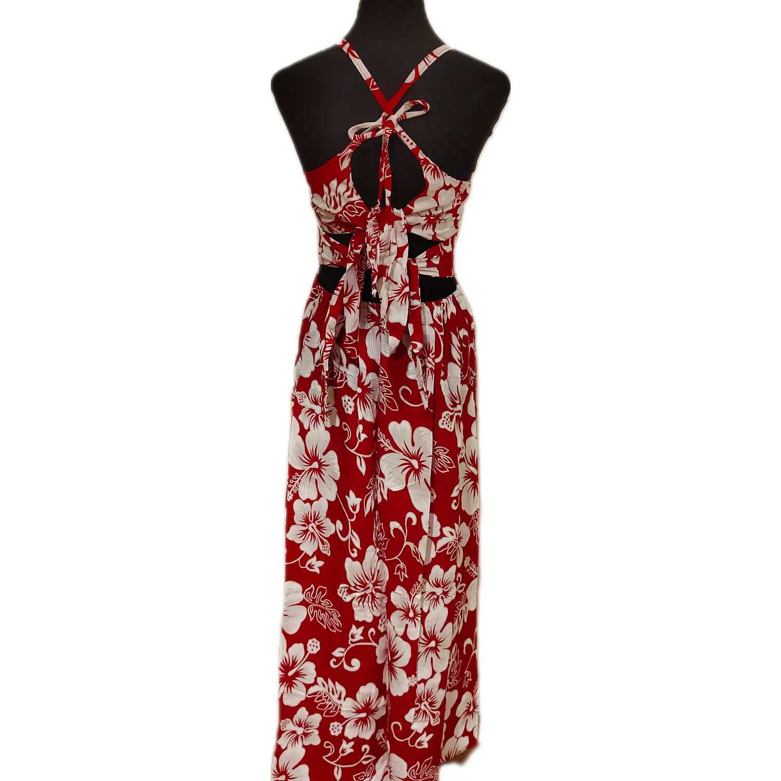 Vestido Marama rojo con Hibisco blanco napohe 8
