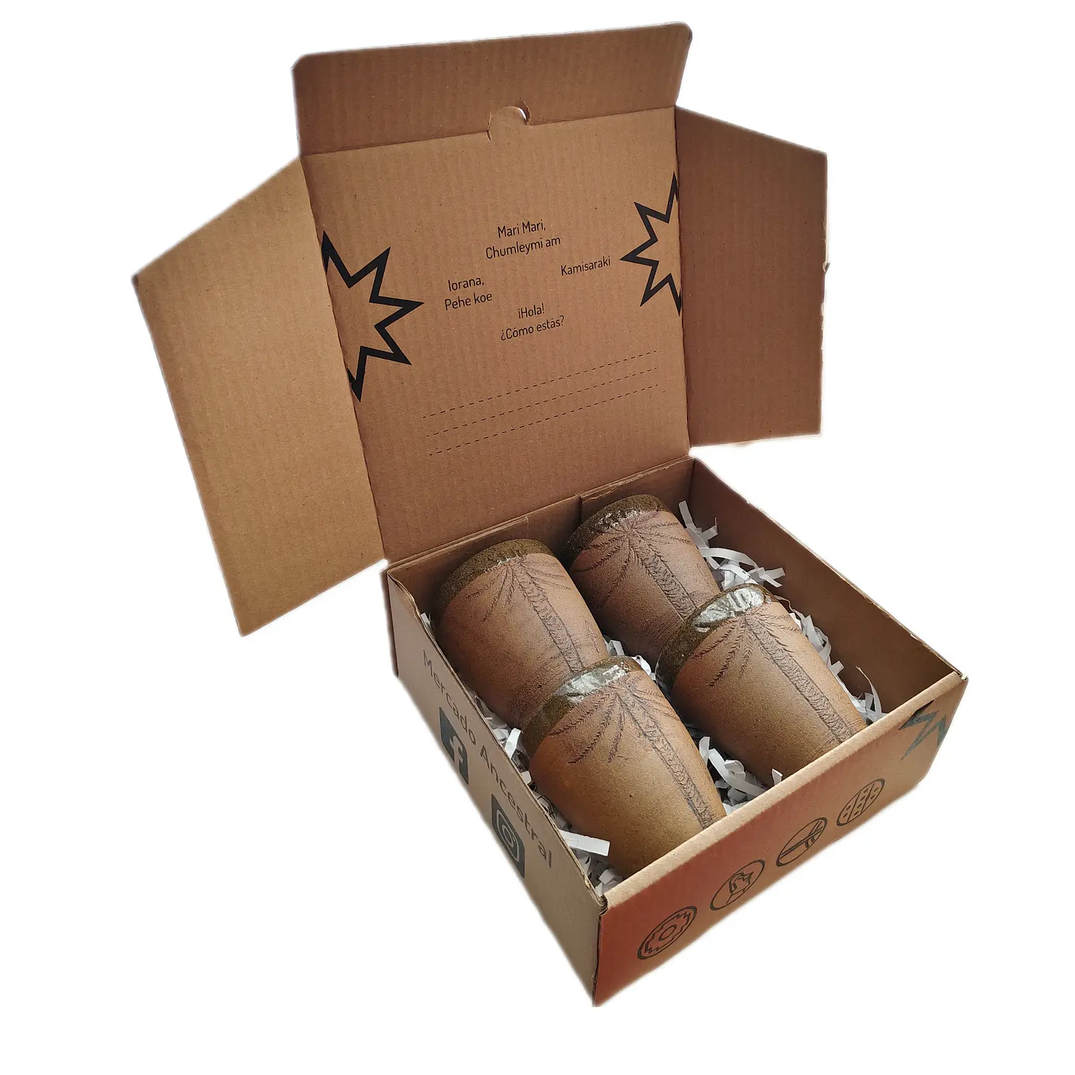 Box Regalo 4 Vasos Rustico Cerámica Pewen  12