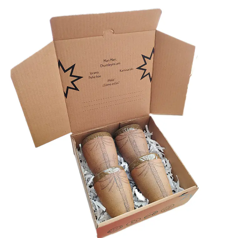 Box Regalo 4 Vasos Rustico Cerámica Pewen  17