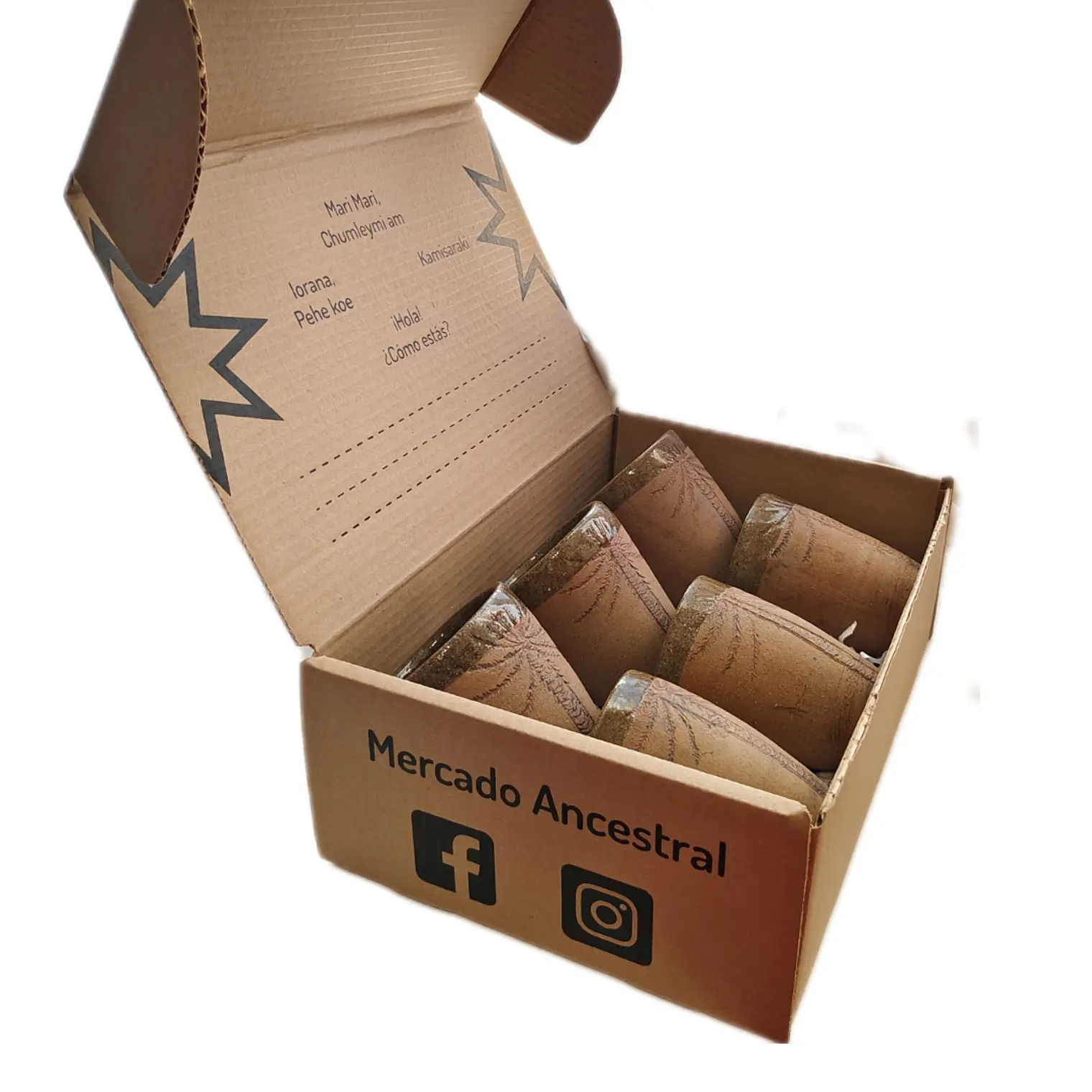 Box Regalo 6 Vasos Rusticos Cerámica Pewen 9