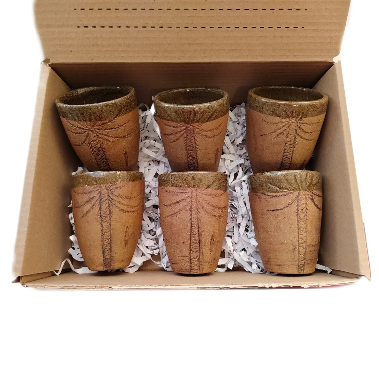 Box Regalo 6 Vasos Rusticos Cerámica Pewen 6