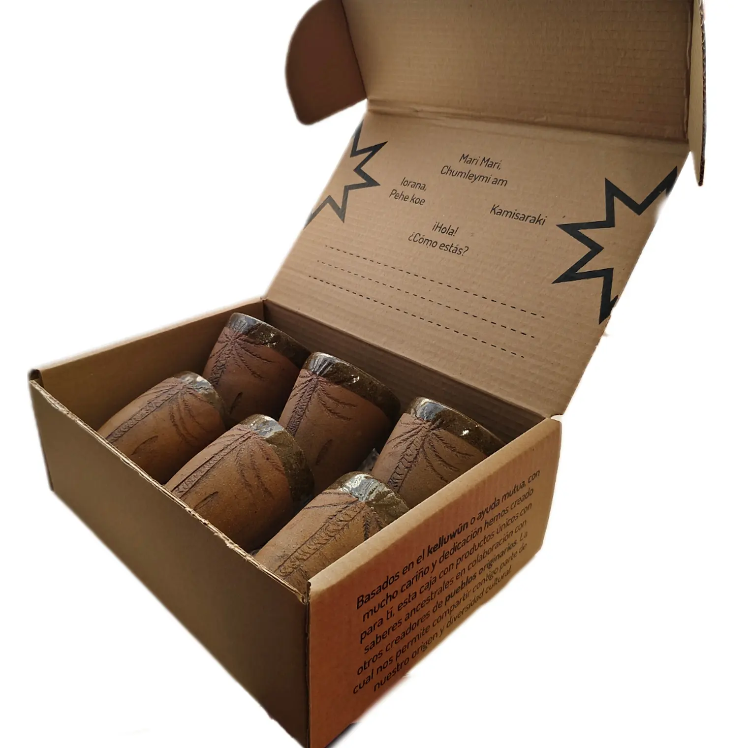 Box Regalo 6 Vasos Rusticos Cerámica Pewen 7