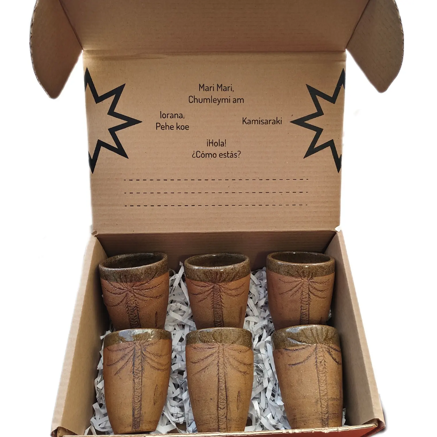 Box Regalo 6 Vasos Rusticos Cerámica Pewen 8