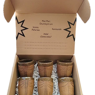 Box Regalo 6 Vasos Rusticos Cerámica Pewen