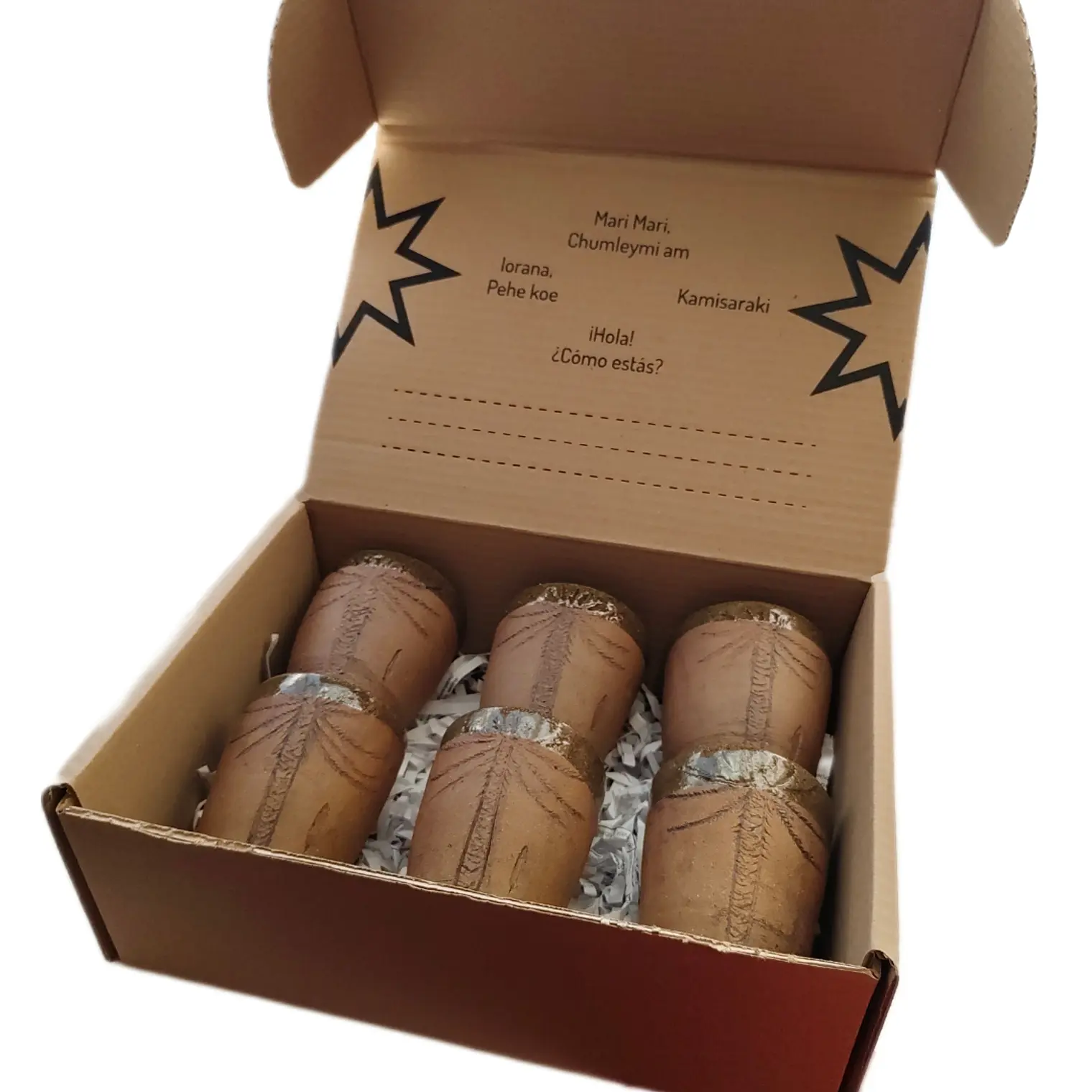 Box Regalo 6 Vasos Rusticos Cerámica Pewen 2