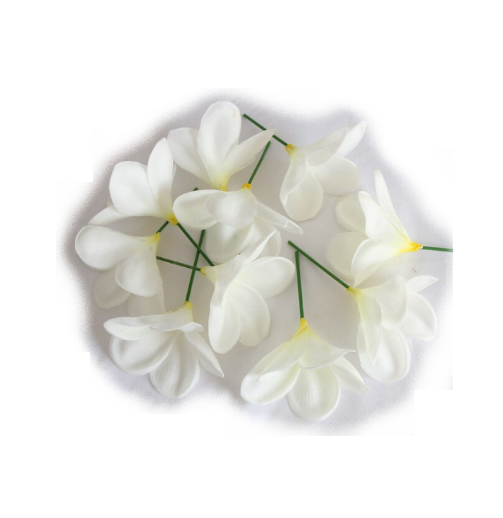 Flor Frangipanie Blanco Amarillo Con Palito para cabello