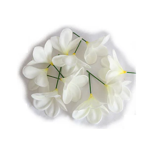 Flor Frangipanie Blanco Amarillo Con Palito para cabello