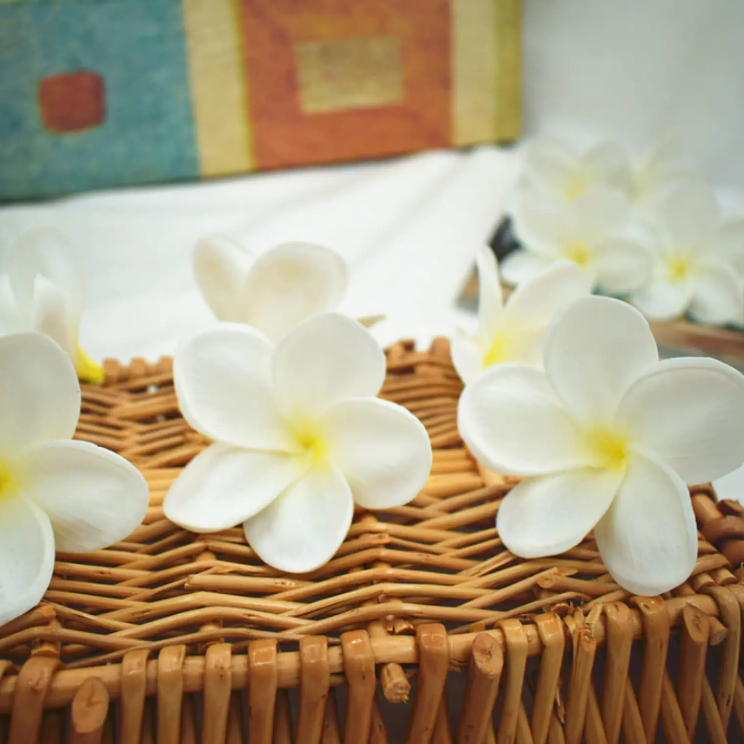 Flor Frangipanie Blanco Amarillo Con Palito para cabello 5