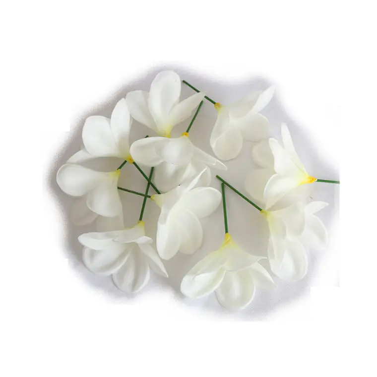 Flor Frangipanie Blanco Amarillo Con Palito para cabello 7