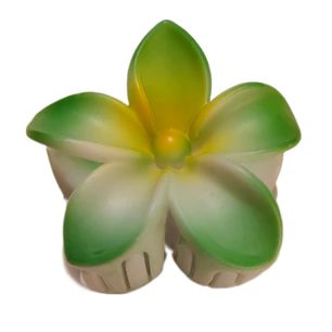 Flor Frangipani Verde Tipo Tiburon para el cabello