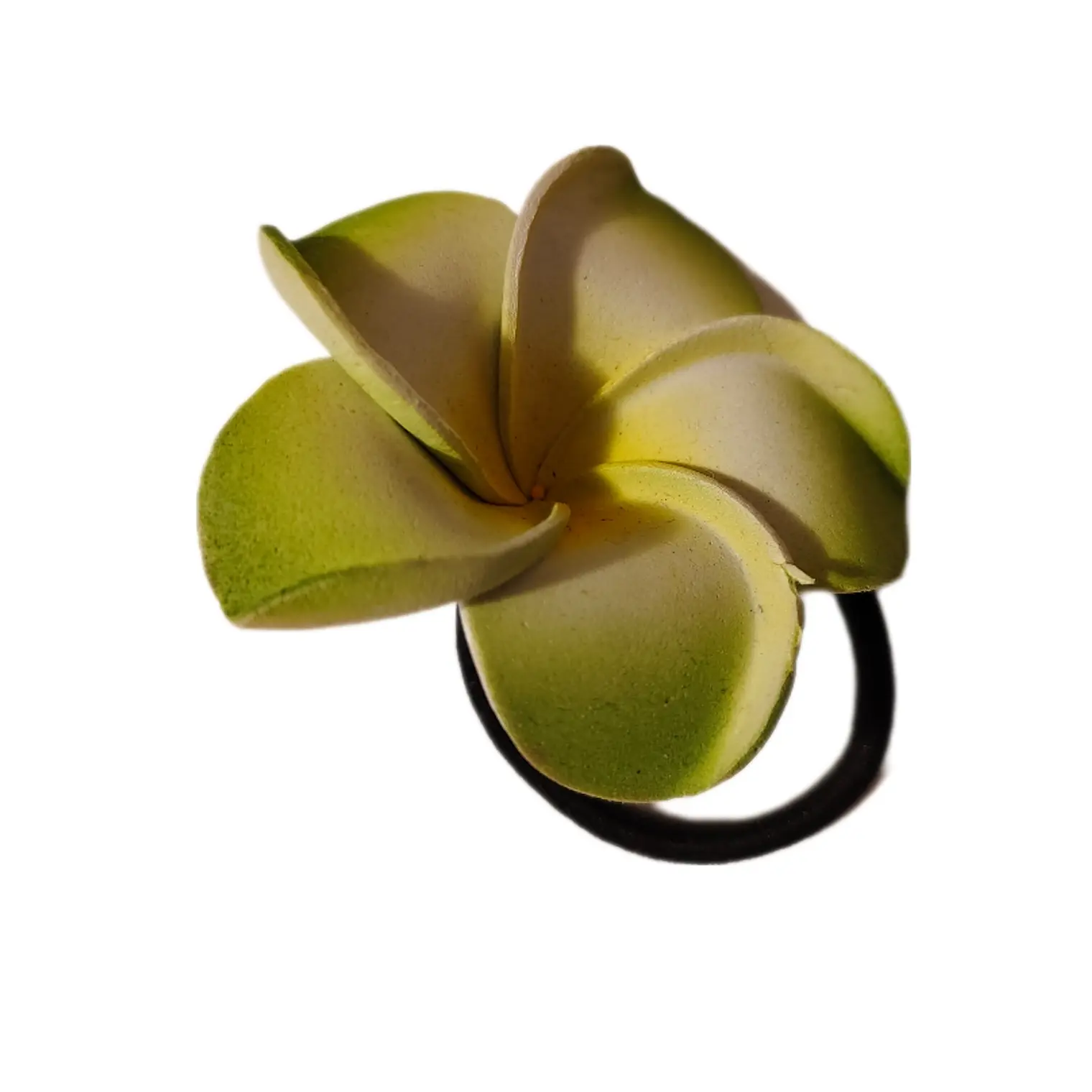 Flor Tipanie verde con elastico para el cabello 3