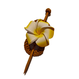 Flor Tipanie amarilla en pinza de ratan para el cabello