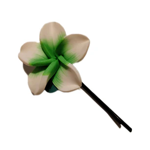Pinza flor Tipanie verde pequeña goma 4cm para el cabello