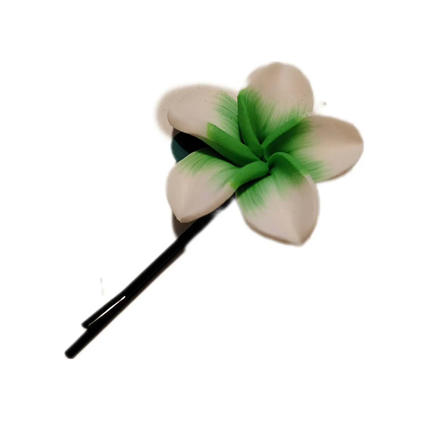 Pinza flor Tipanie verde pequeña goma 4cm para el cabello 1